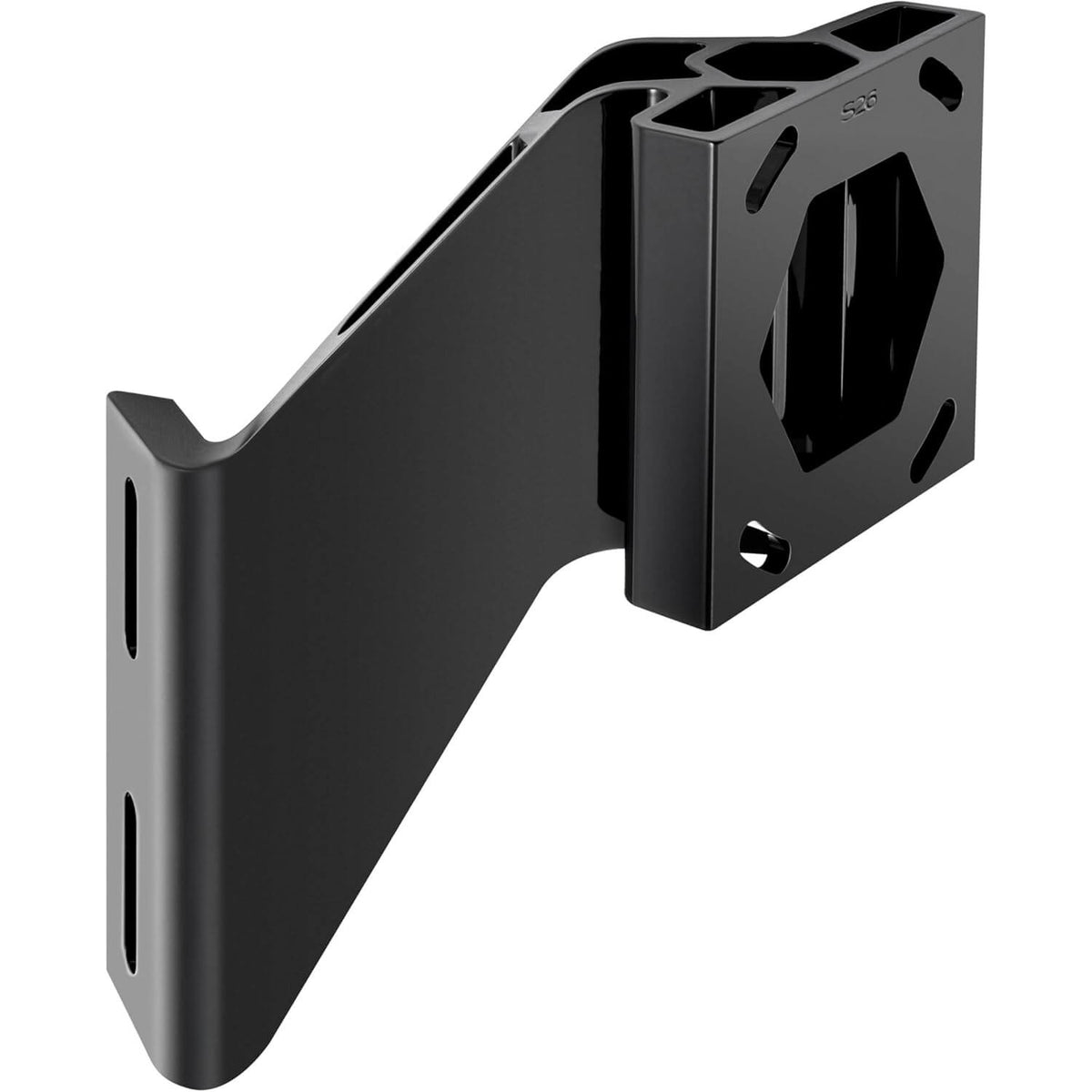 Minn Kota Raptor S26 black 6-inch jack plate bracket starboard side mount angled view
