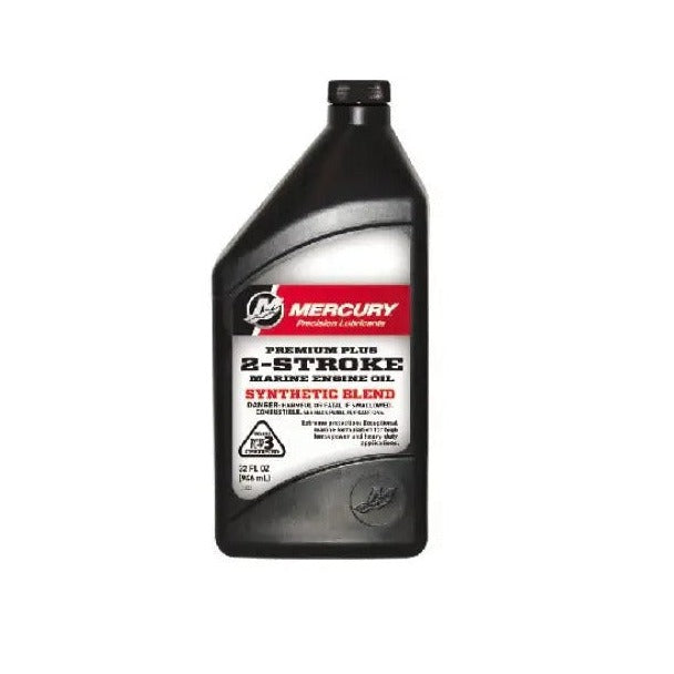 Mercury Marine Premium Plus 2-Stroke synthetic blend engine oil quart bottle 858026KC1