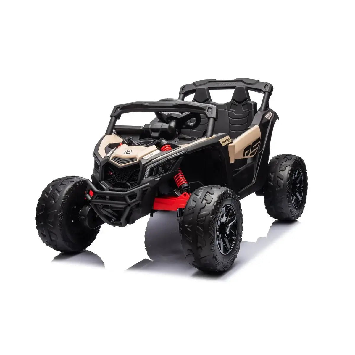 Can-Am Maverick RS 24V kids electric ride-on UTV khaki front angle view