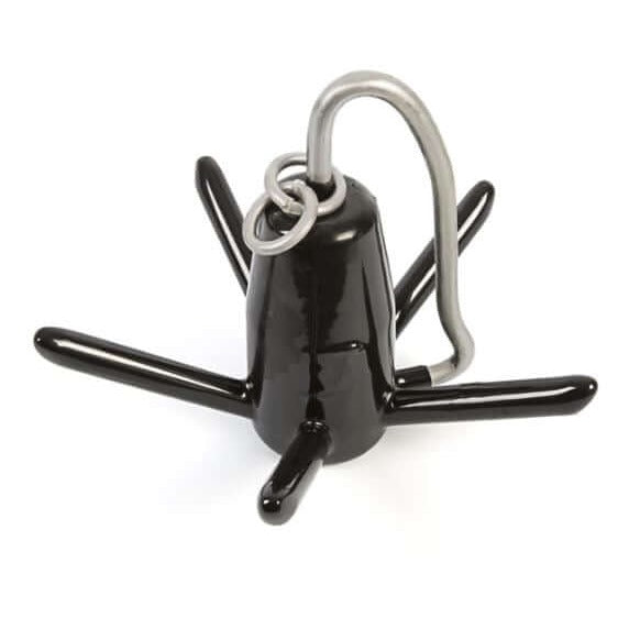 Richter black 16 lb folding grapnel boat anchor with stainless steel shackle for boats up to 24 feet