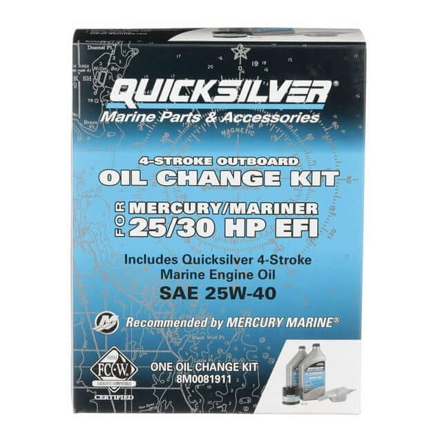 Quicksilver 25W-40 Oil Change Kit for 25/30 HP packaging front view