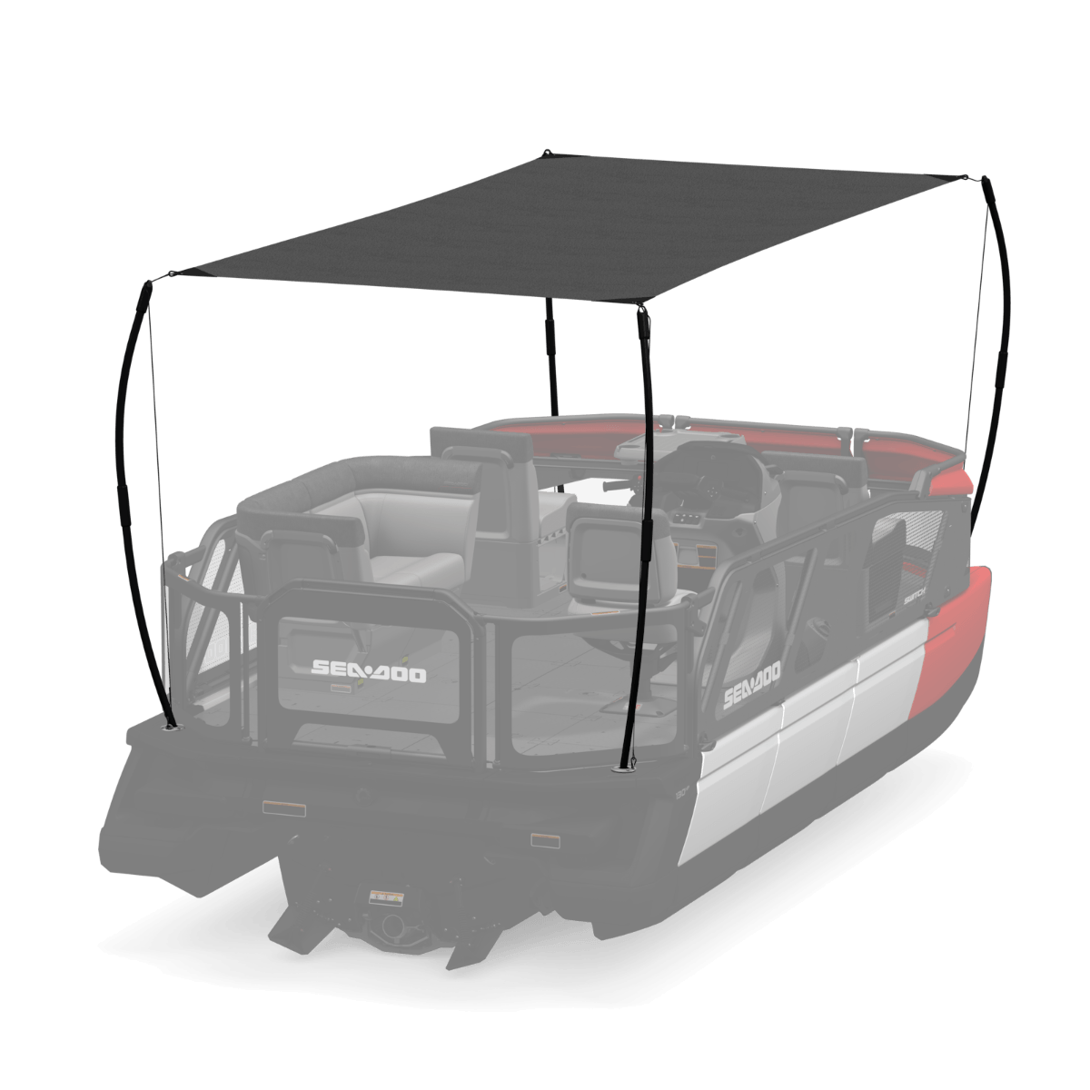 Sea-Doo Switch pontoon sunshade 16ft UV-resistant canvas canopy accessory shown mounted