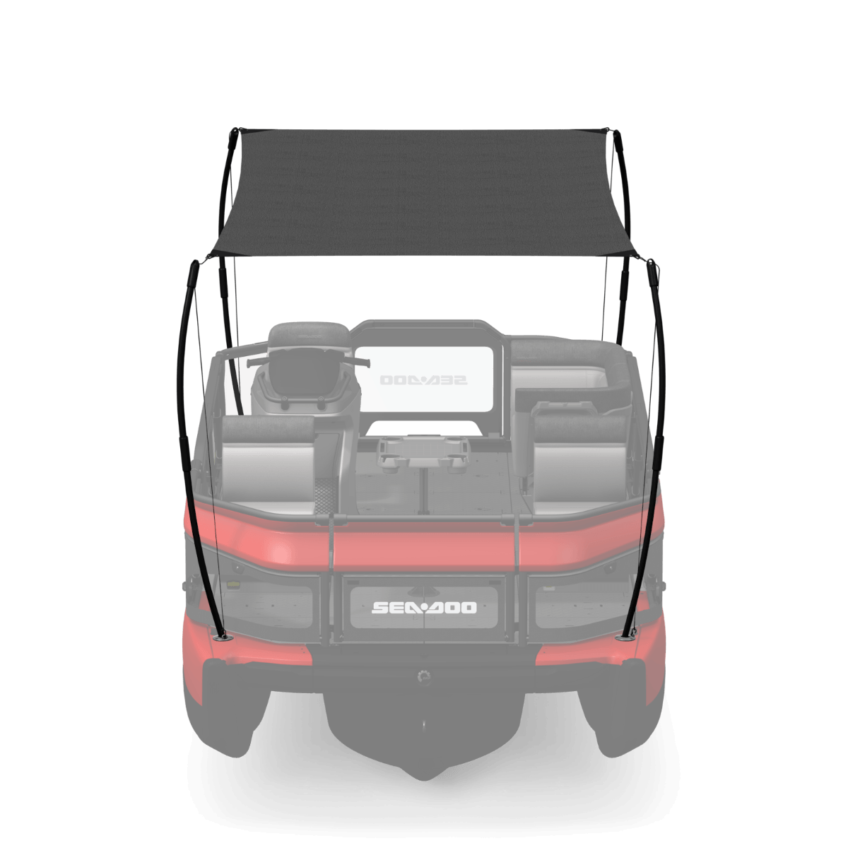 Sea-Doo Switch pontoon 16ft sunshade black canvas top rear view