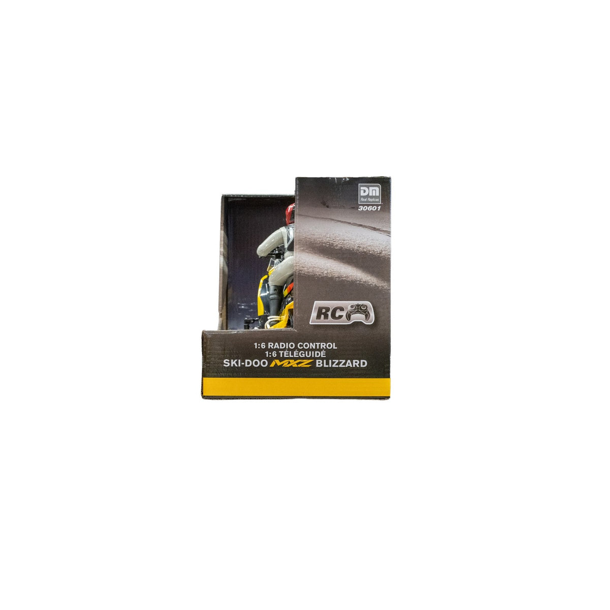 Ski-Doo MXZ Blizzard 1:6 scale RC toy snowmobile packaging box, angled view, B107590010