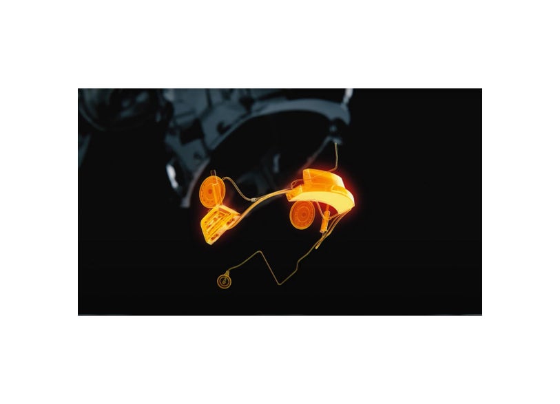 BRP Vibe Communication System highlighted in helmet illustration for Advex helmet