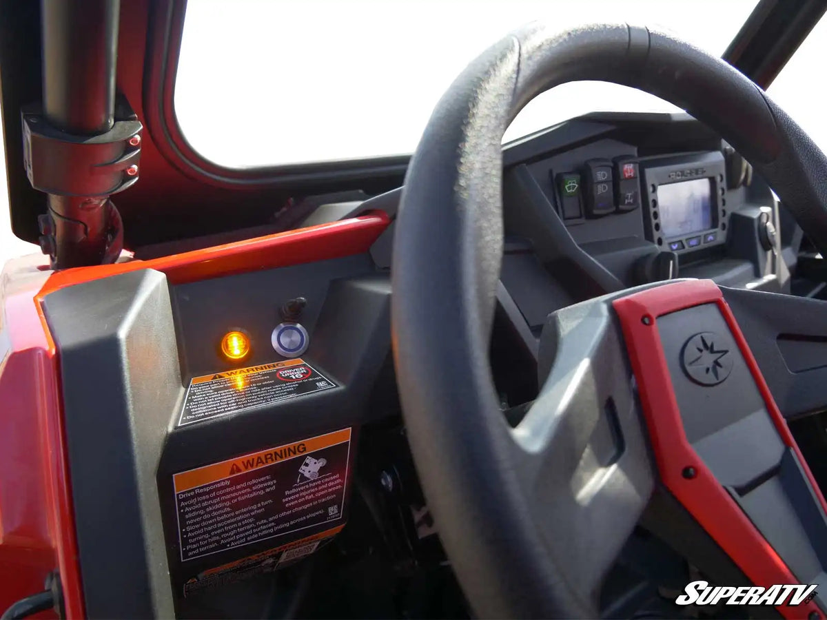 SuperATV Universal Turn Signal Kit installed, dash indicator light, horn button and toggle switch, TSK-003