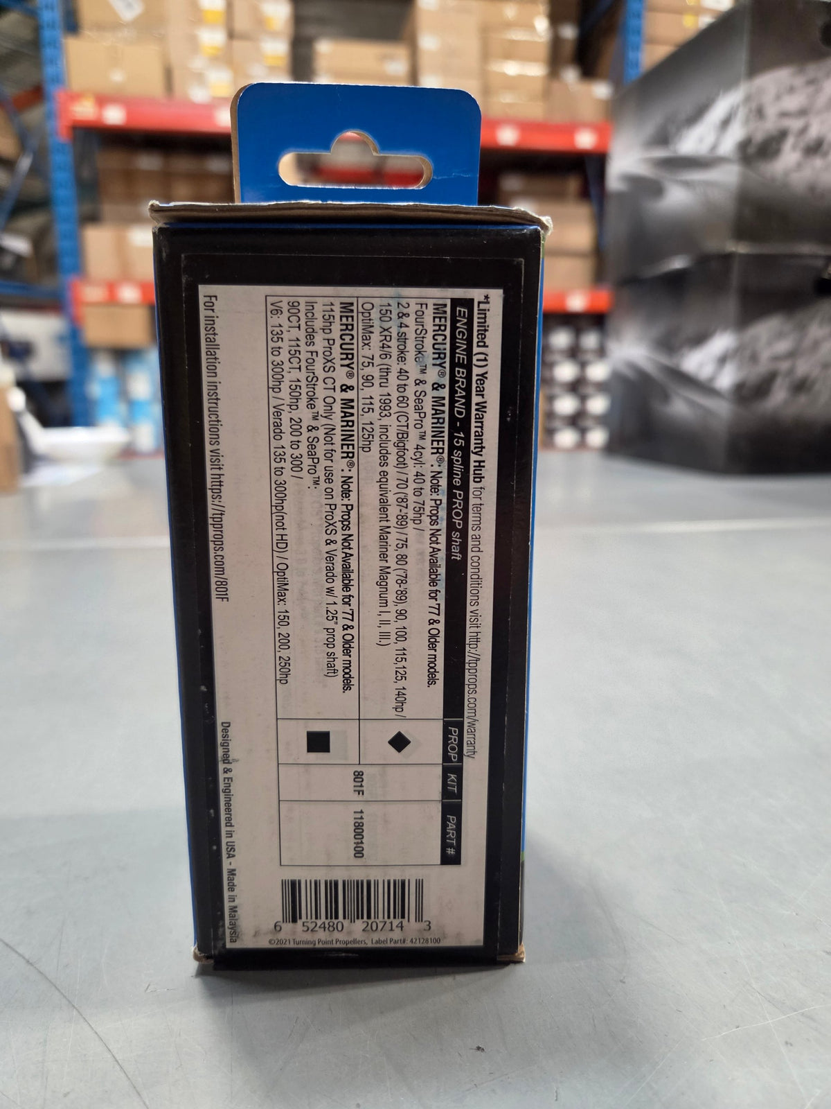 Turning Point MasterTorq 801F Propeller Hub Kit Mercury fitment label, 11800100